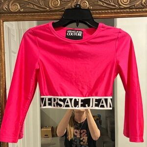 Versace Jeans Couture Pink Logo Crop Top size 4
